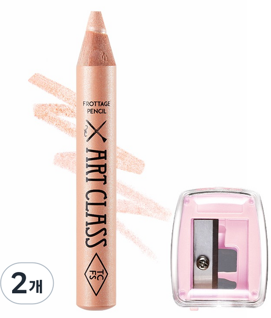 투쿨포스쿨 아트클래스 프로타주 펜슬 1.1g 샤프너, 09 쉬어 누드(펜슬), 핑크(샤프너), 2개