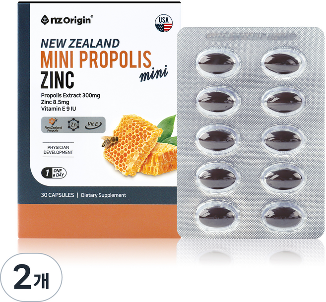 엔젯오리진 미니 프로폴리스 아연, 30정, 2개