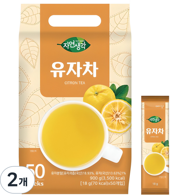 자연생각 유자차, 18g, 50개입, 2개