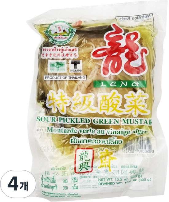 렝헹 용 사워 피클드 그린 머스타드 영흥 갓절임, 350g, 4개