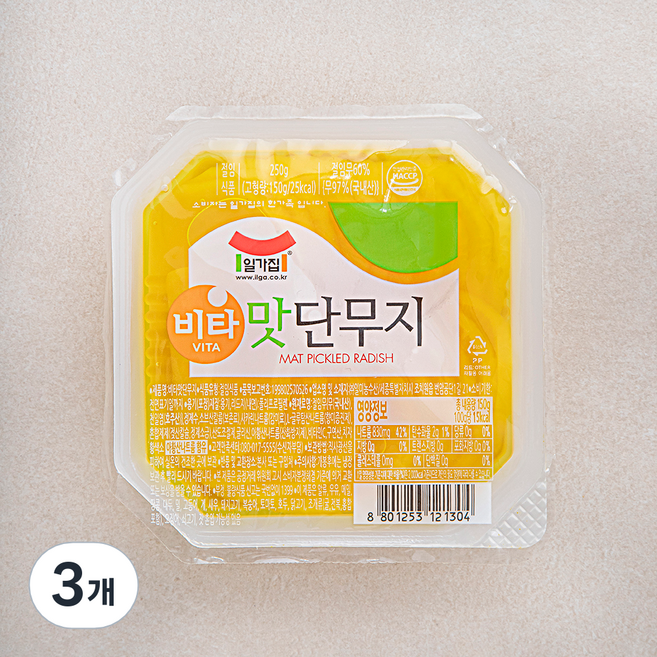 일가집 맛 단무지, 250g, 3개
