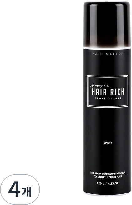 박명수헤어리치 스프레이 흑채 120g, 흑색, 4개