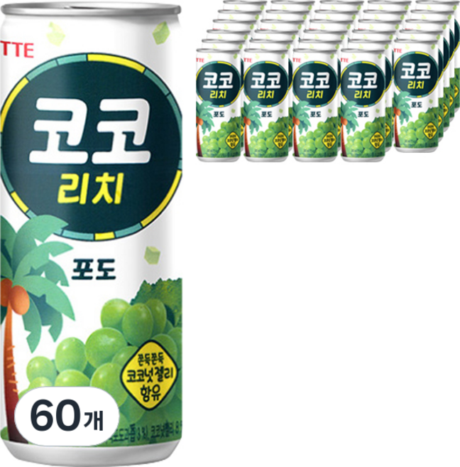 롯데칠성음료 코코 리치 포도, 240ml, 60개