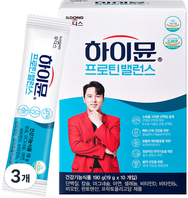 일동후디스 하이뮨 프로틴 밸런스 분말 스틱 10p, 190g, 3개