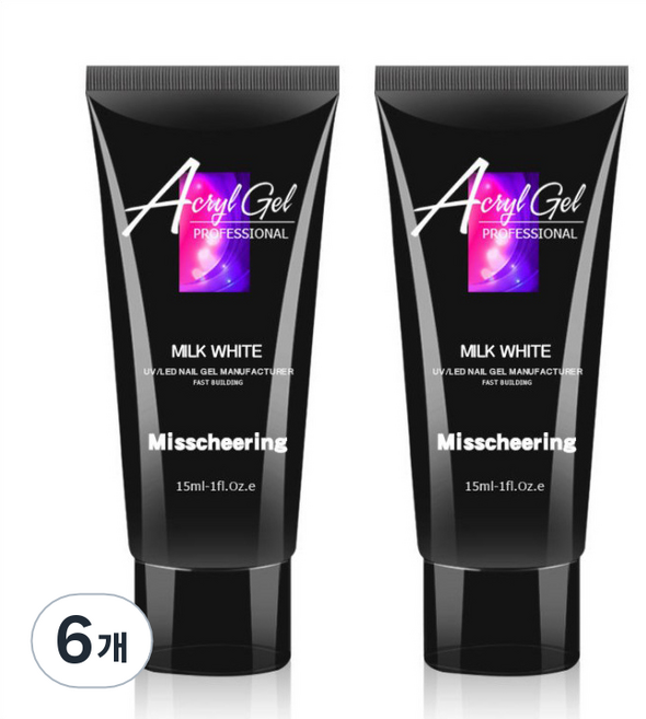 미스치어링 스위스녹스 손톱 연장 재료 베이직 폴리젤 15ml, 밀크화이트, 6개