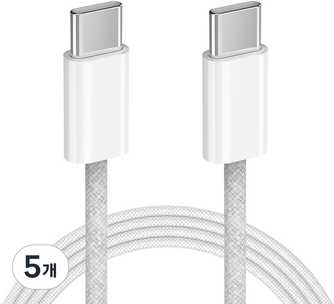 SKY 비트 240W PD3.1 C to C타입 고강도 패브릭 초고속 충전 케이블, 200cm, 화이트, 5개