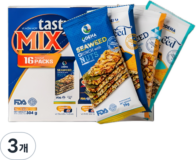 ODEHA 바사삭 김견과 스낵 4가지맛 Mix 16p, 3개, 304g