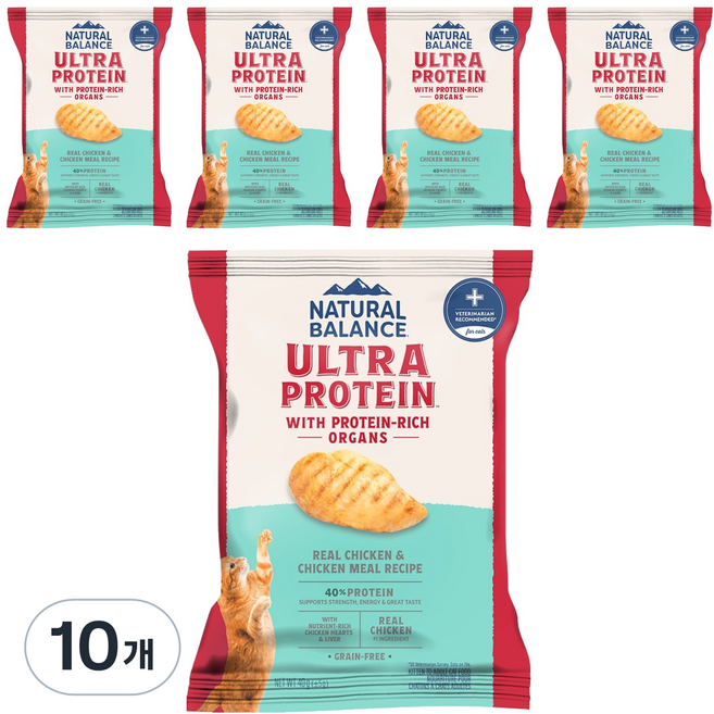 내추럴발란스 전연령 울트라 프로틴 리얼 캣 레시피 건식사료, 닭, 40g, 10개