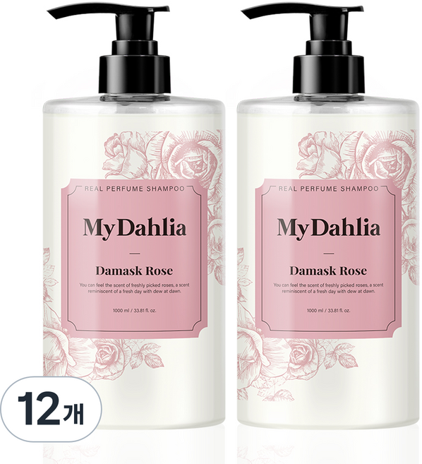 마이달리아 리얼 퍼퓸 샴푸 다마스크 로즈향, 12개, 1L