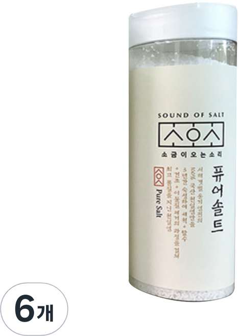 소금이오는소리 3년묵은 씻어나온 천일염, 200g, 6개