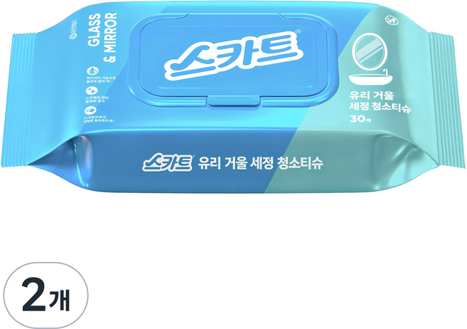 스카트 유리 거울 세정 청소티슈, 2개