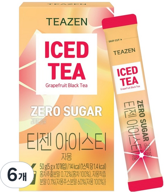 TEAZEN 茶禪 零糖冰茶 葡萄柚, 5g, 6個, 10入