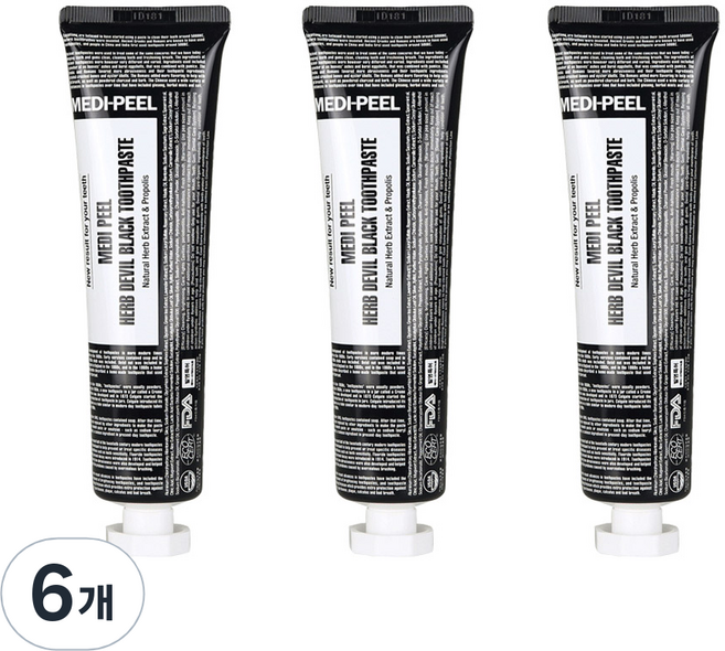 메디필 허브 데빌 블랙 치약, 130g, 6개
