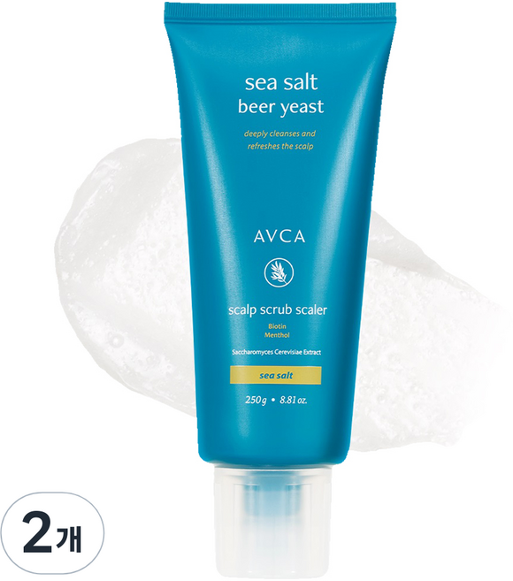 아브카 씨솔트 맥주효모 탈모증상완화 두피 스크럽 스케일러, 250g, 2개