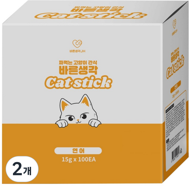 바른생각 캣 스틱 간식 100p, 1.5kg, 2개, 연어