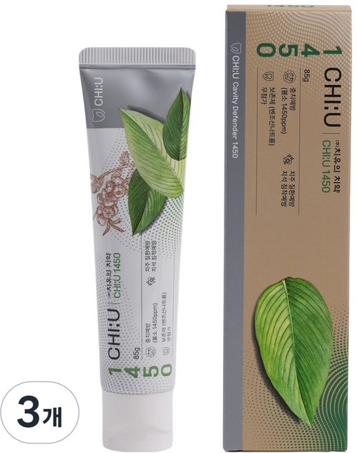 治癒牙膏 1450 高氟 無色 無香 無SLS 牙膏, 3個, 85g