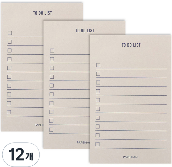 페이퍼리안 메이크어메모 메모패드, 투두리스트, 80매, 12개