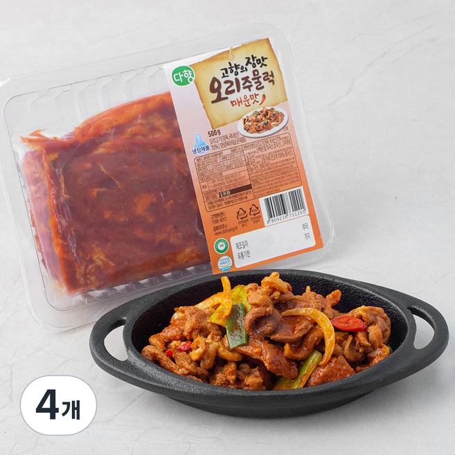 다향 고향의장맛 오리주물럭 매운맛, 500g, 4개