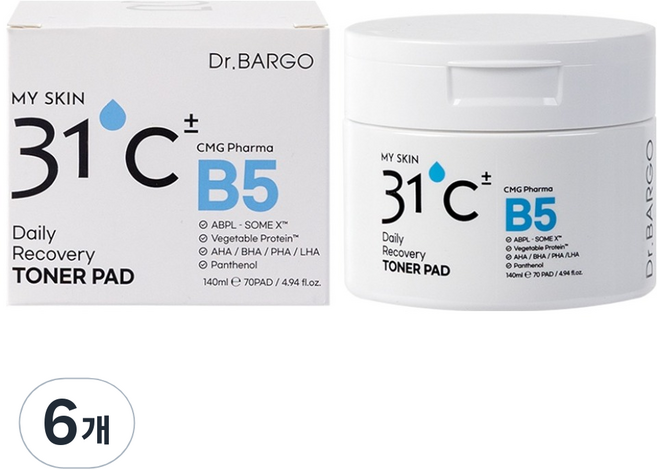닥터바르고 데일리 리커버리 B5 토너패드 140ml, 6개, 70개입