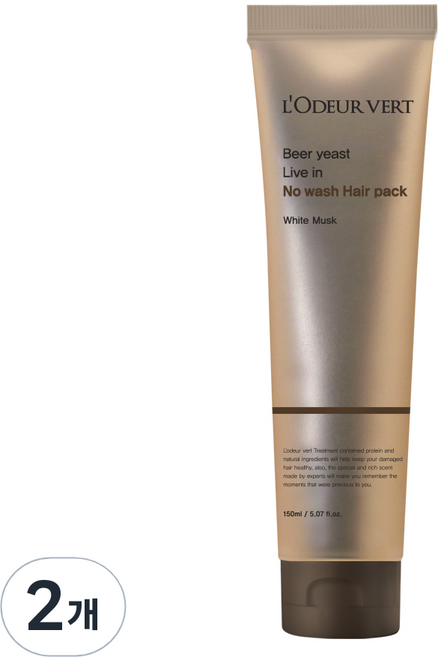 로더베르 맥주효모 리브인 노워시 트리트먼트 헤어팩 화이트머스크, 150ml, 2개