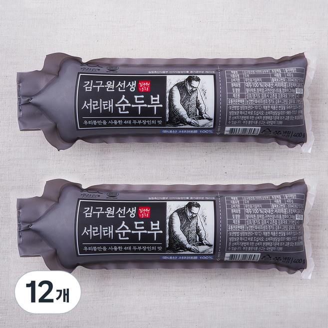 김구원선생 서리태 순두부, 400g, 12개