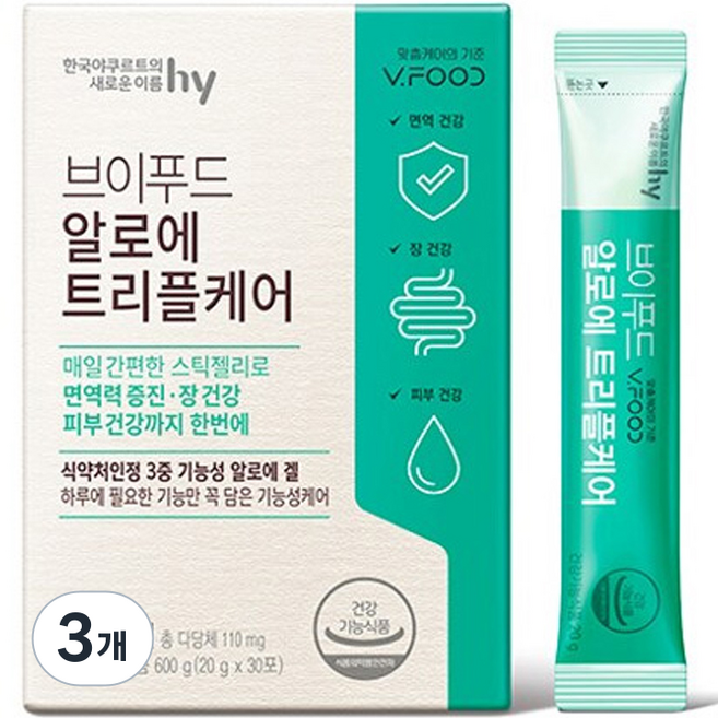 에치와이 브이푸드 알로에 트리플케어 30p, 600g, 3개