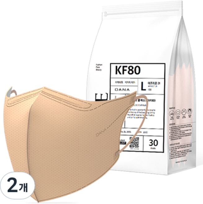 다나마스크 오브 쿨 뷰티라인 마스크 대형 KF80, 30개입, 2개, 06 애프리콧 21