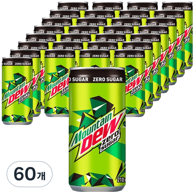 마운틴듀 제로 슈거, 210ml, 60개