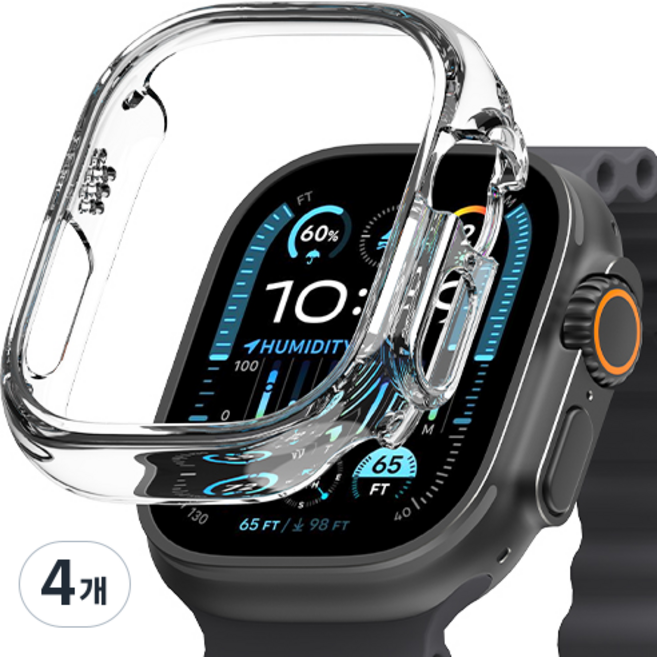 신지모루 풀커버 일체형 하드커버 스마트워치 케이스, 크리스탈 클리어, 4개
