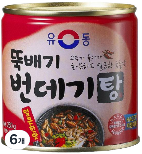 유동 뚝배기 번데기탕 얼큰한맛, 280g, 6개