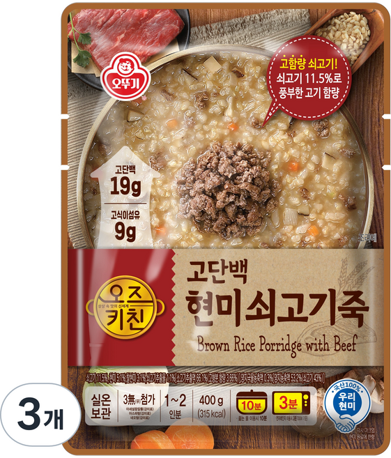 오즈키친 고단백 현미쇠고기죽, 400g, 3개