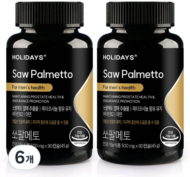 홀리데이즈 쏘팔메토, 90정, 6개 - 쿠팡