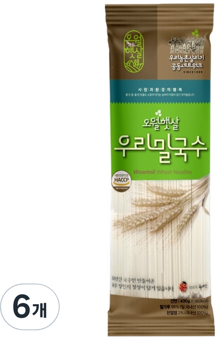오월햇살 우리밀국수, 6개, 400g