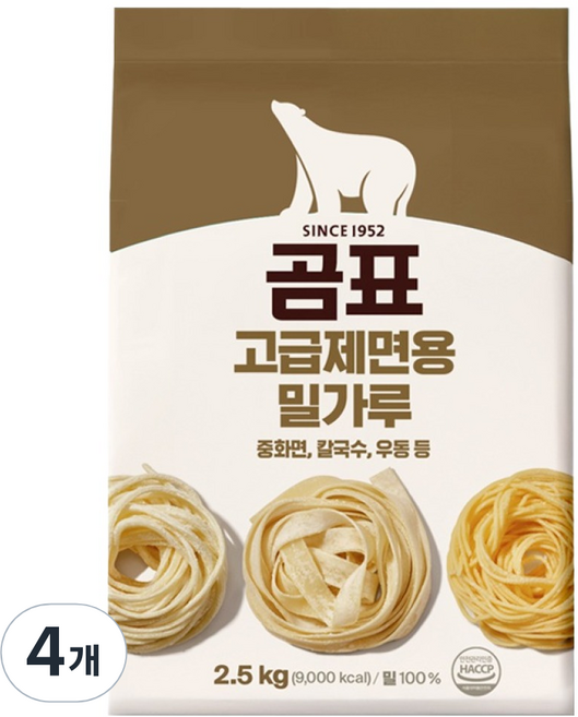 곰표 고급제면용 밀가루, 2.5kg, 4개
