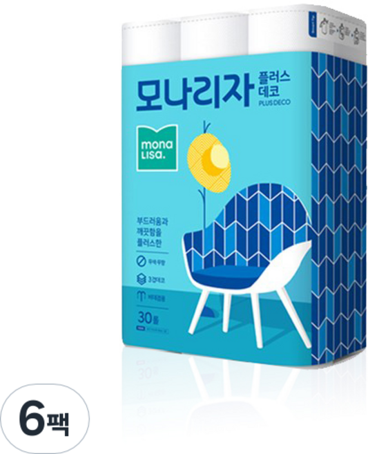 모나리자 플러스 데코 화장지 27m, 30롤, 6개