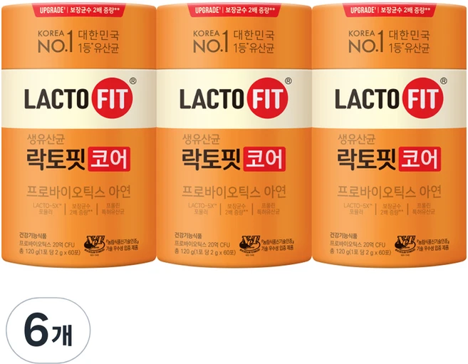 락토핏 종근당건강 코어 유산균 60p, 60개, 6개 - 쿠팡