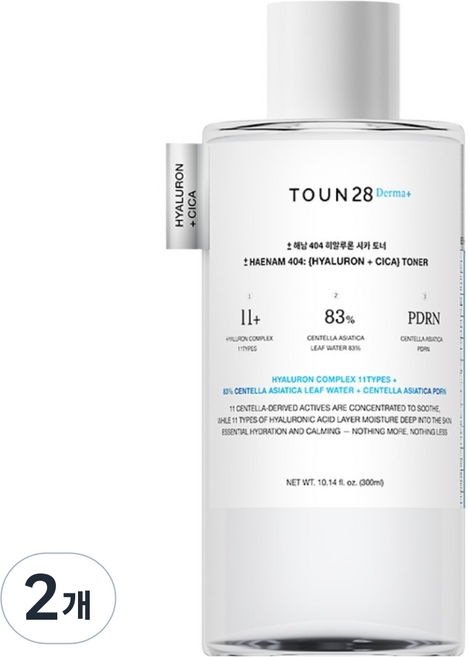 TOUN28 海南404 玻尿酸積雪草化妝水, 2個, 300ml