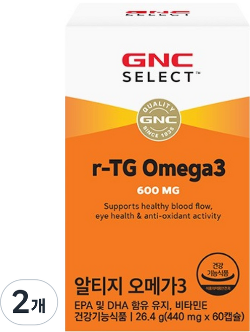 GNC 알티지 오메가3 26.4g, 60정, 2개