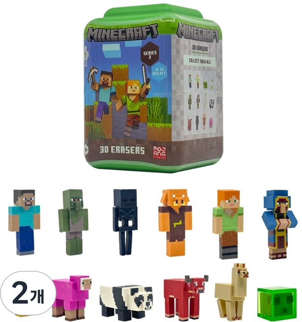 Minecraft 角色 3D 橡皮擦 S2, 隨機出貨, 2個
