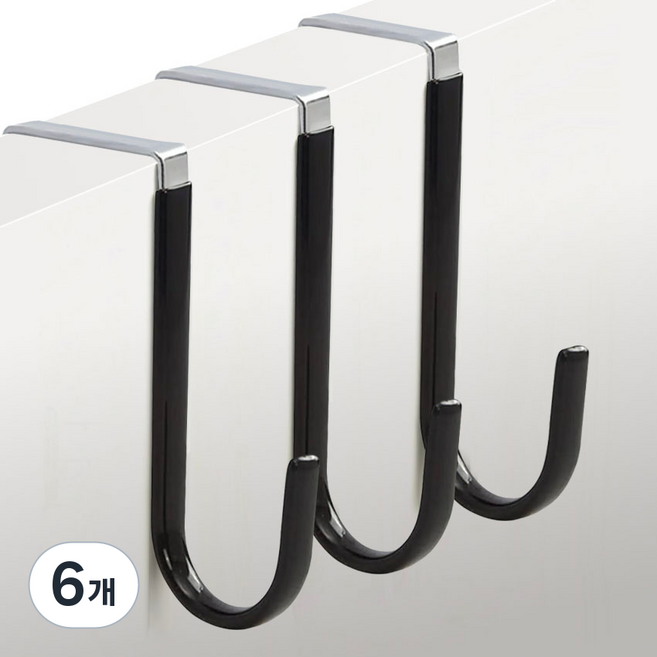 TheLiving 걸이식 논슬립 도어 후크, 블랙, 6개