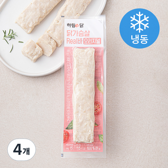 하림 닭가슴살 리얼바 오리지널 (냉동), 80g, 4개