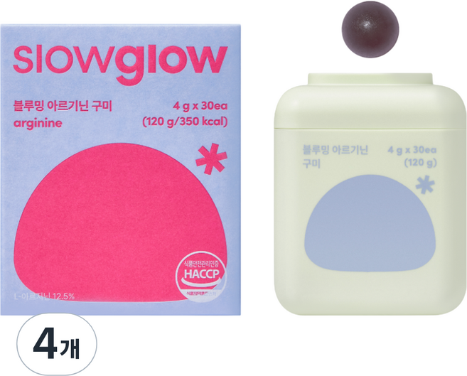 슬로우글로우 블루밍 아르기닌 구미 4g, 4개, 30정