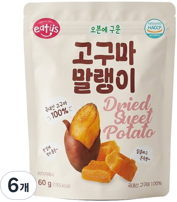 eatus 韓國產烤箱烘烤地瓜乾, 60g, 6個