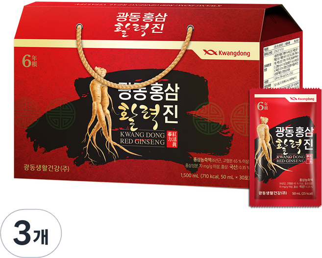 광동 홍삼 활력진 30p, 3개, 1.5L