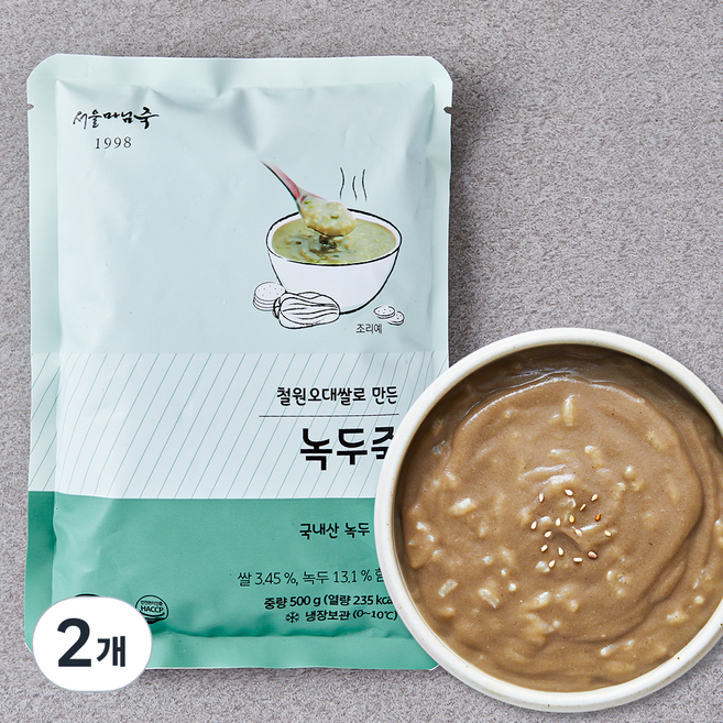 서울마님죽 녹두죽 (냉장), 500g, 2개