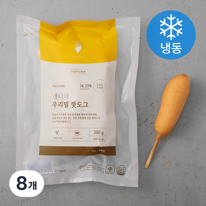 네니아 우리밀 핫도그 (냉동), 50g, 4개입, 2개