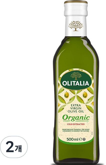 올리타리아 유기농 엑스트라버진 올리브유, 500ml, 2개