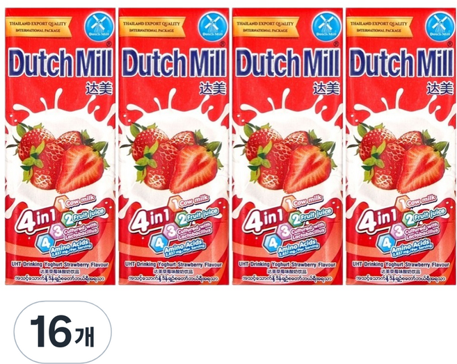 Dutch Mill 草莓味優格飲, 180ml, 16個