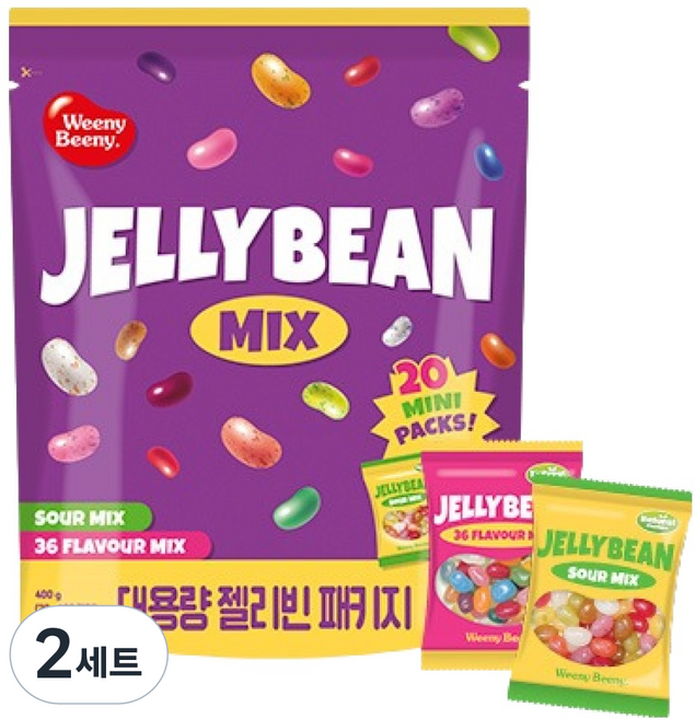 위니비니 대용량 젤리빈 36 플레이버 20g x 10p + 사우어 믹스 20g x 10p 세트, 2세트