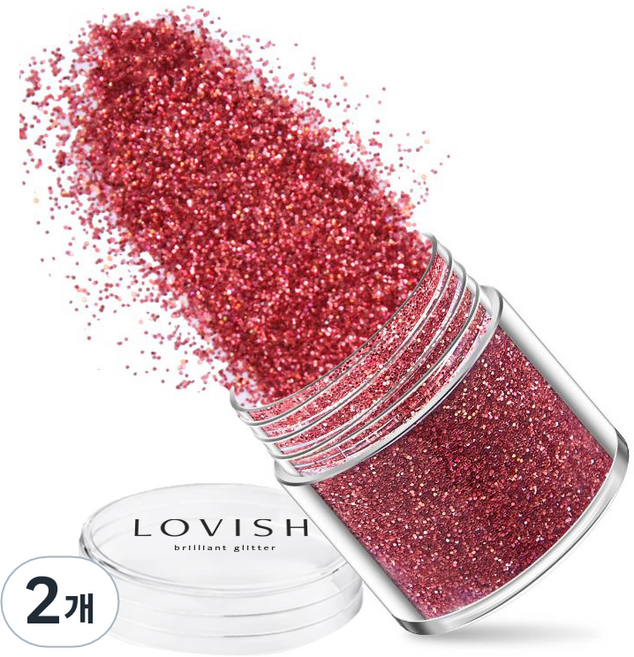 러비쉬 프리미엄 네일 글리터 10g, LVS-033 핑크로즈, 2개